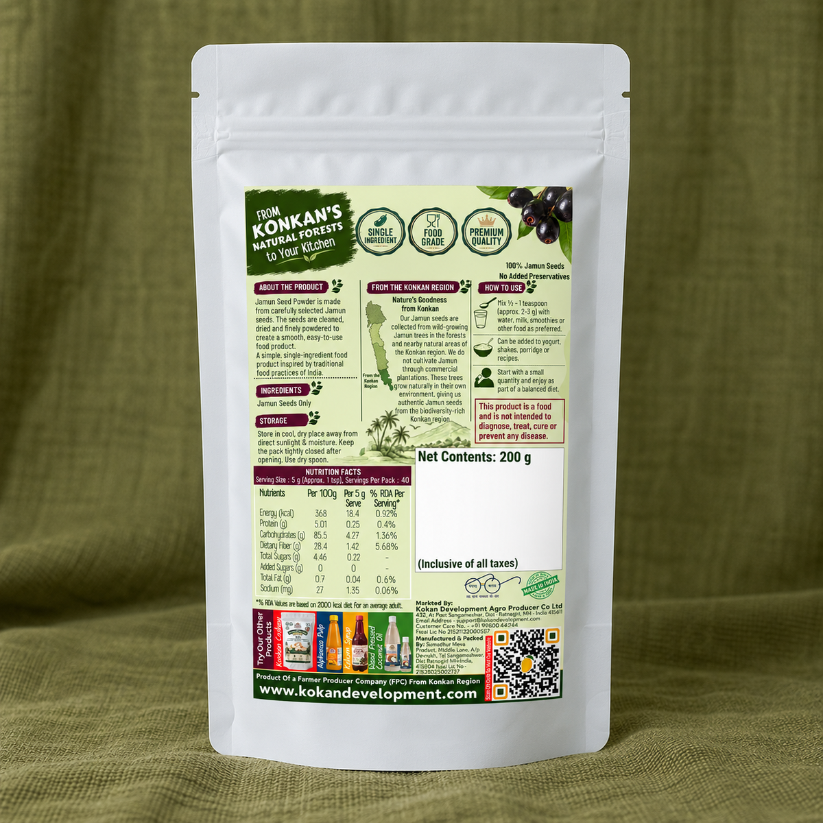 Regional Harvest Jamun Seed Powder 200 g β back