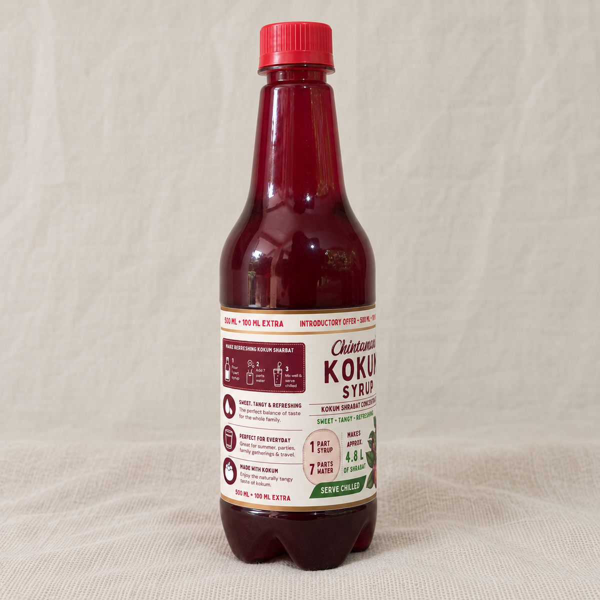 Chintamani Kokum Syrup 600 ml – left side