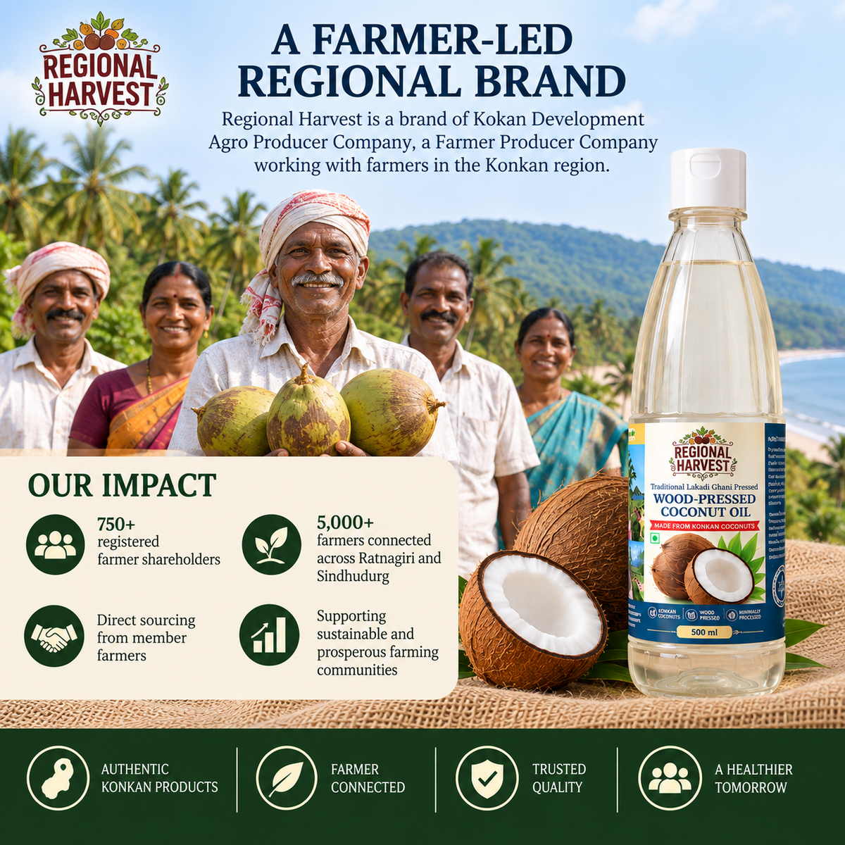 Wood Pressed Coconut Oil – farmer-led Regional Harvest brand